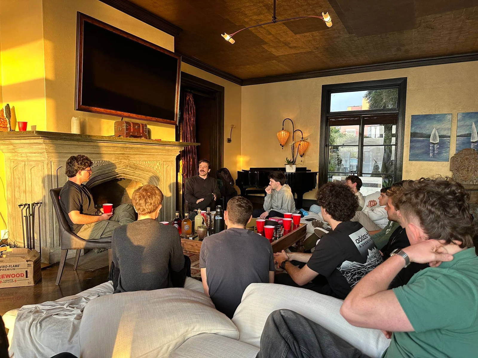 Puentes fellows gathered in the living room for a conversation with Guillermo Rauch.